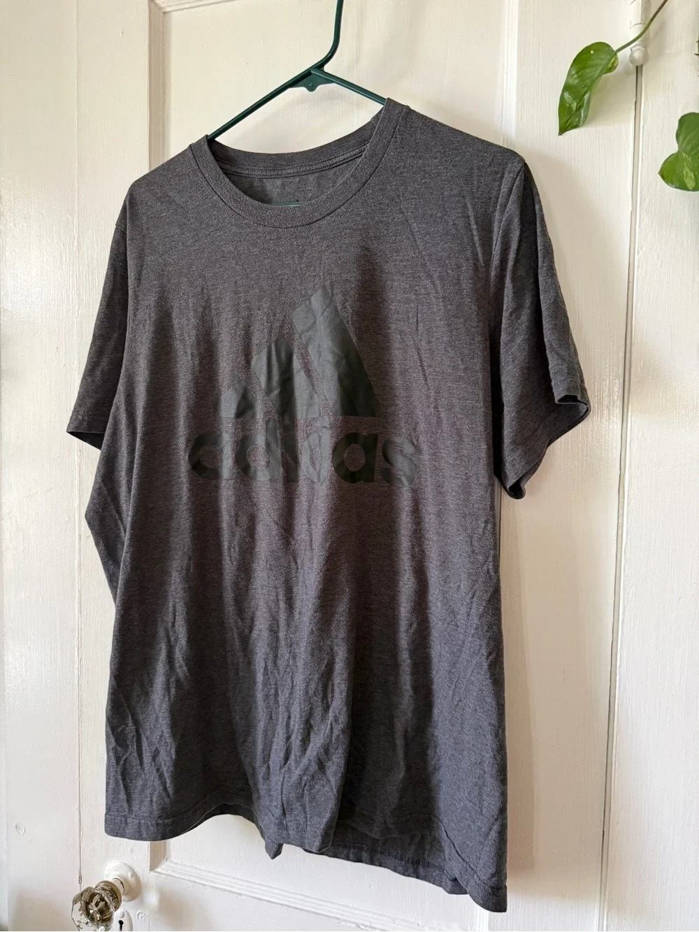 adidas Men's Charcoal Black Logo Short Sleeve Tee amplifier tee